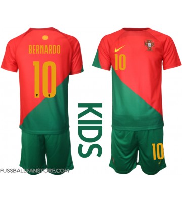 Portugal Bernardo Silva #10 Replik Heimtrikot Kinder WM 2022 Kurzarm (+ Kurze Hosen)
